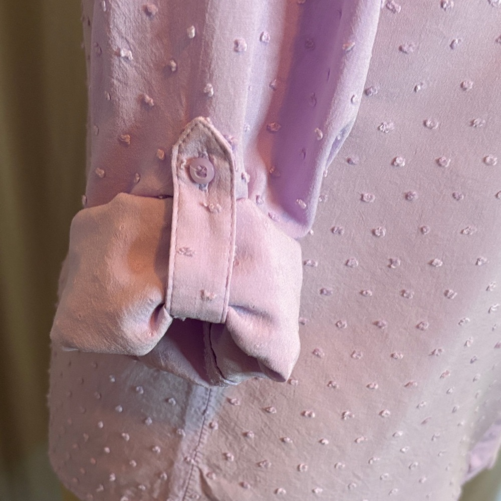 Candie's Women’s Lavender Long-Sleeve Button-Up Blouse - Picture 5 of 11